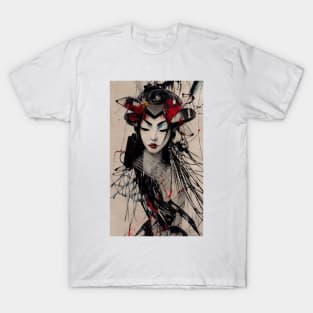 Geisha painting, expressive dripping art T-Shirt